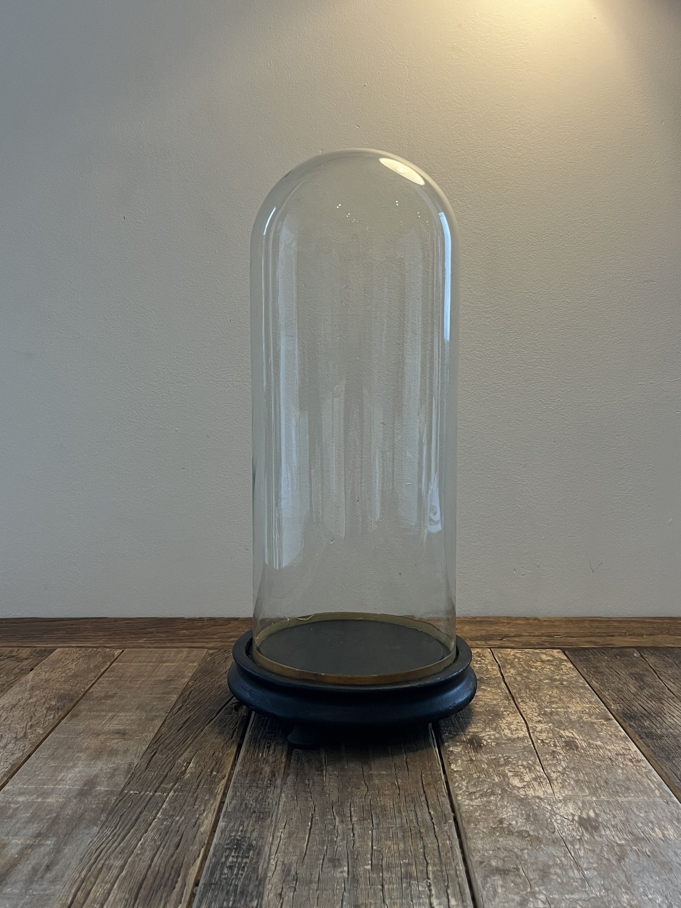 Antique French Hand Blown Glass Dome on Wooden Base Display Globe ...