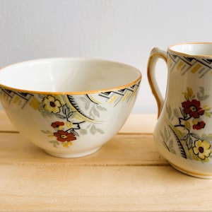 Juego de crema y azúcar vintage de Burleigh and Leigh, fabricado en Inglaterra.
