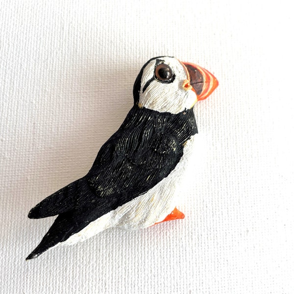 Puffin Brooch, Wood Brooches and Pins, Handcrafted Jewelry, Hand Painted Brooch, Hand Made Pin, Puffin Gifts, Sea Parrots