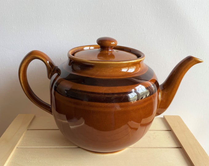 Sadler Brown Betty Large Teapot, Rockingham Glaze, 6 Cup Teapot, Brown