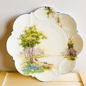 Aynsley Bluebell Time Cake or Serving Plate, 1930s, Made in England of Bone China, Floral Cake Plates, Cottage Core