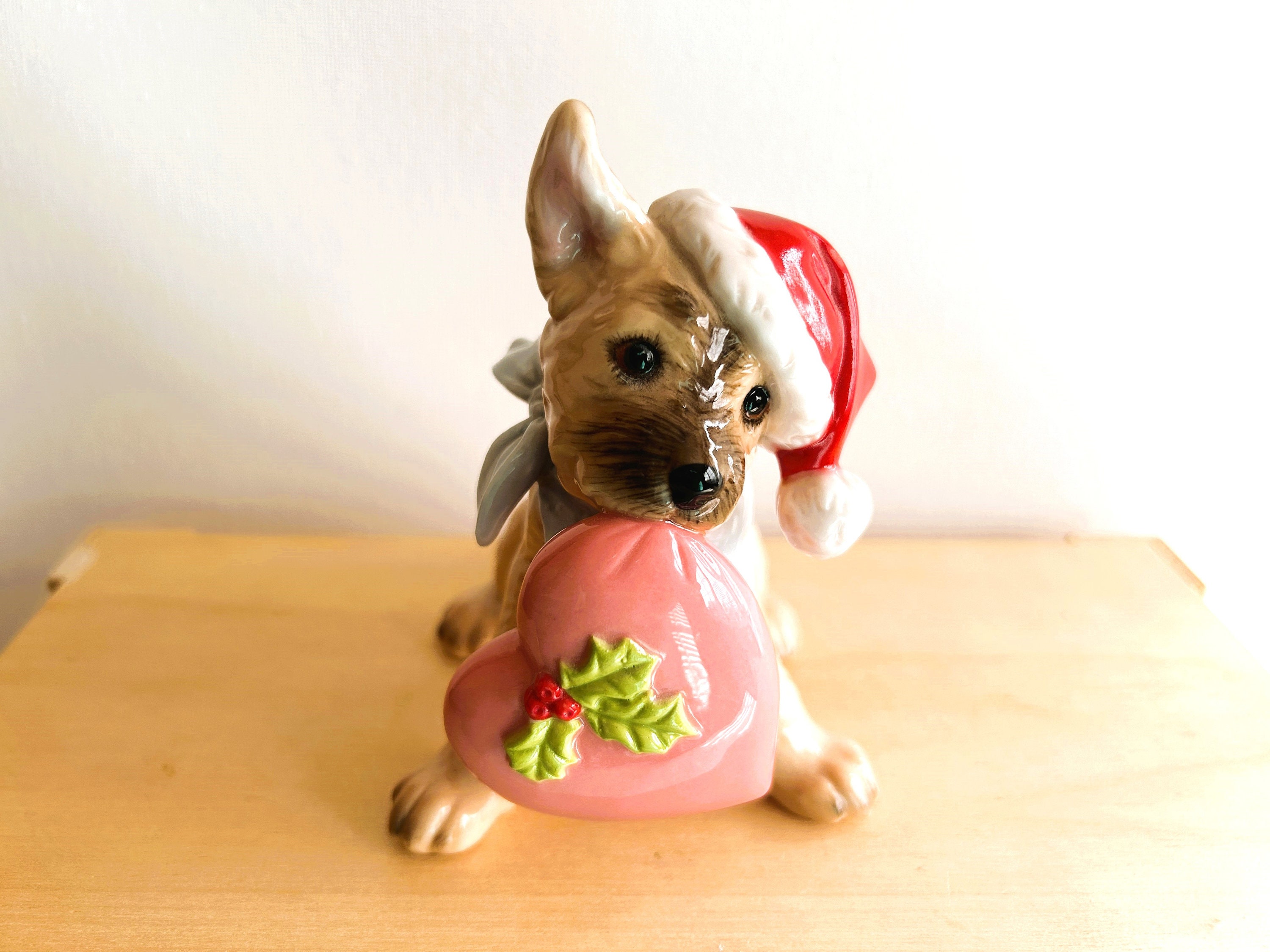 Coalport Whiskers and Paws With Love Christmas Figurine, Made in England, W & P Terrier, Dog Themed Christmas Decor