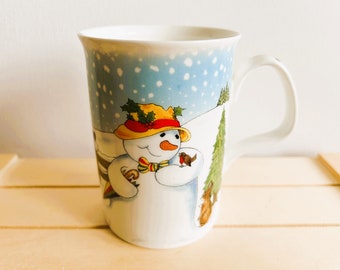 Roy Kirkham Snowy der Schneemann Weihnachtstassen, hergestellt in England, einzeln verkaufend