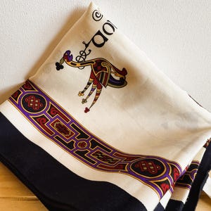 Celtic Scarf With Design Inspired by the Book of Kells, Made of Polyester, Celtic Illuminative Art, Irish Gaelic Designs