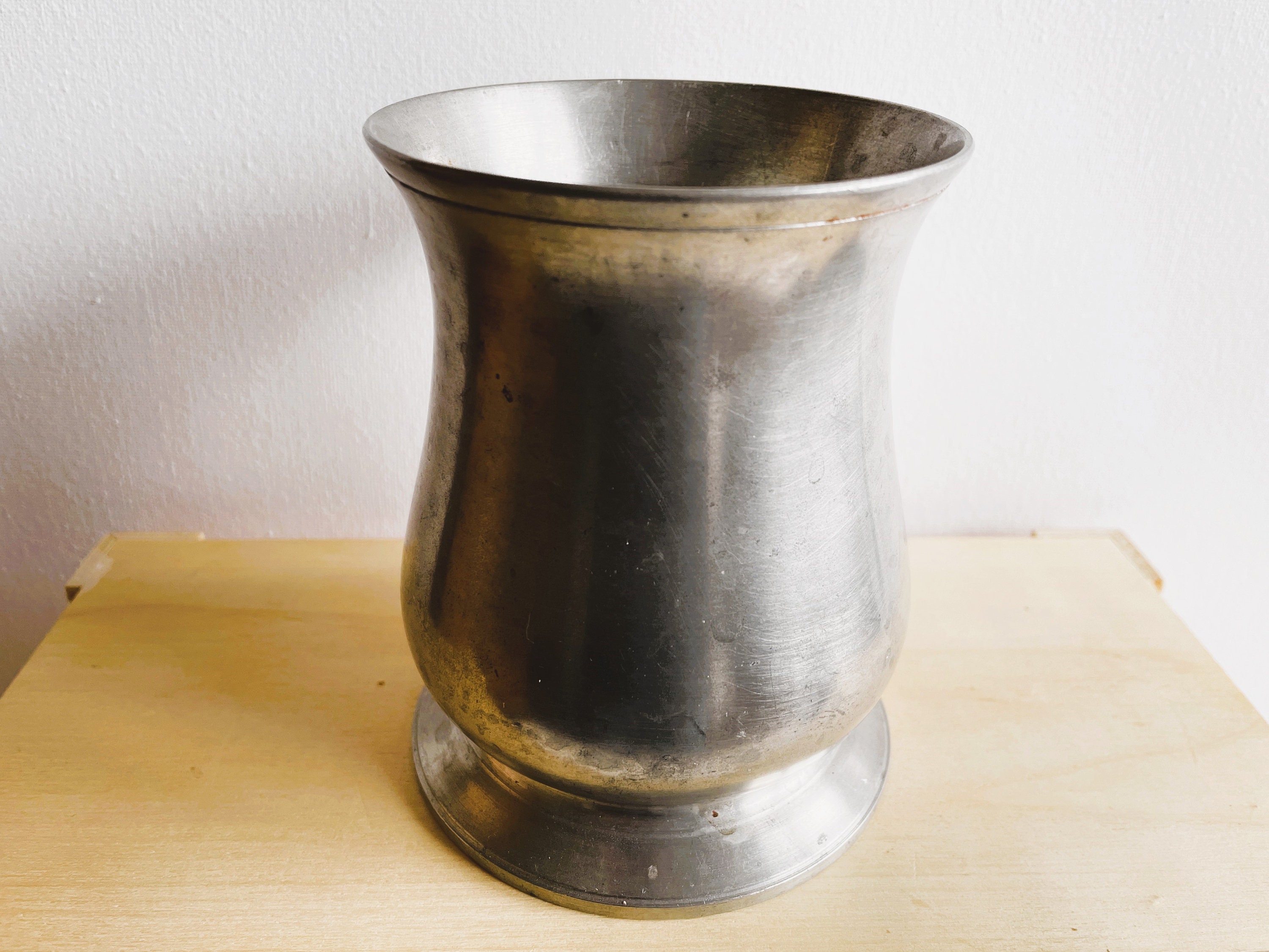 Crown and Rose Cast Pewter Vintage Tankard, Made in London England