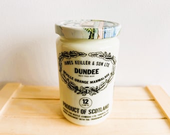 James Keiller and Son Ltd Dundee Vintage Orange Marmalade Ceramic Pot, Made in England, Jam Jars for Kitchen Decor