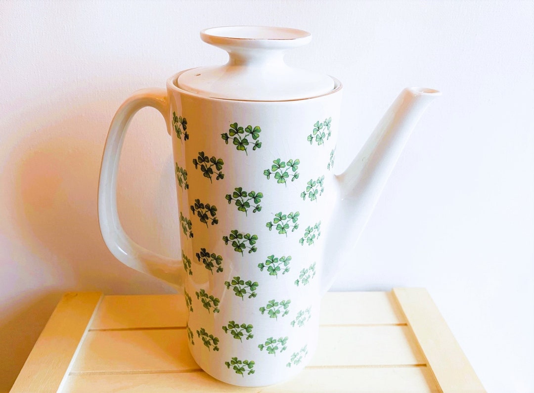 Arklow Ireland Ironstone Shamrock Coffee Pot, Made in Republic of