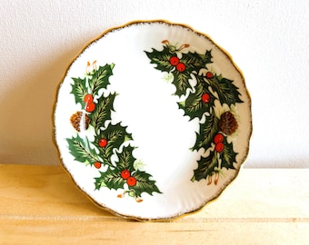 Royal Albert and Rosina Vintage Trinket or Candy Dishes in the Yuletide Pattern, Made in England of Bone China, Festive Season Decor