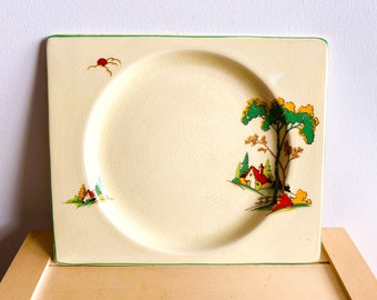 Clarice Cliff The Biarritz Snow White Plate, Made in Great Britain, Royal Staffordshire, England, 1930s Dishes, Regd No 784849