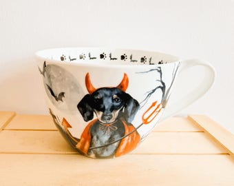 Oversized halloweenmokken of cappuccinomokken met hondenthema, ontworpen in Engeland