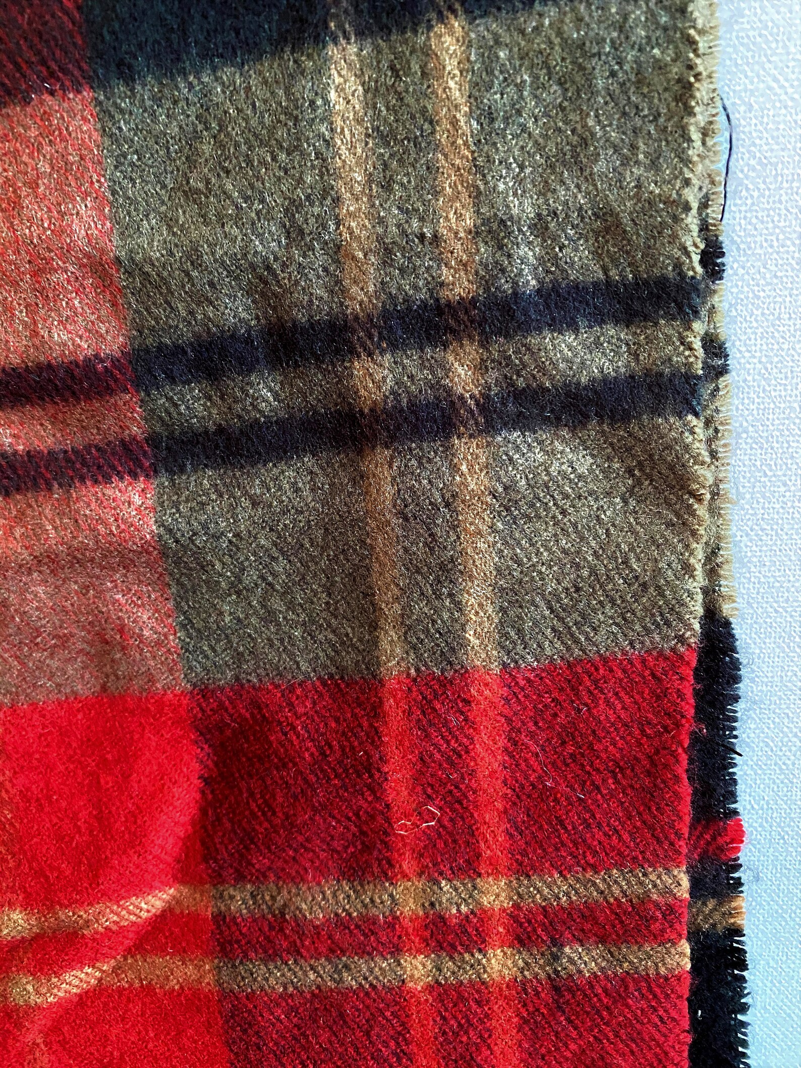 green and red tartan scarf