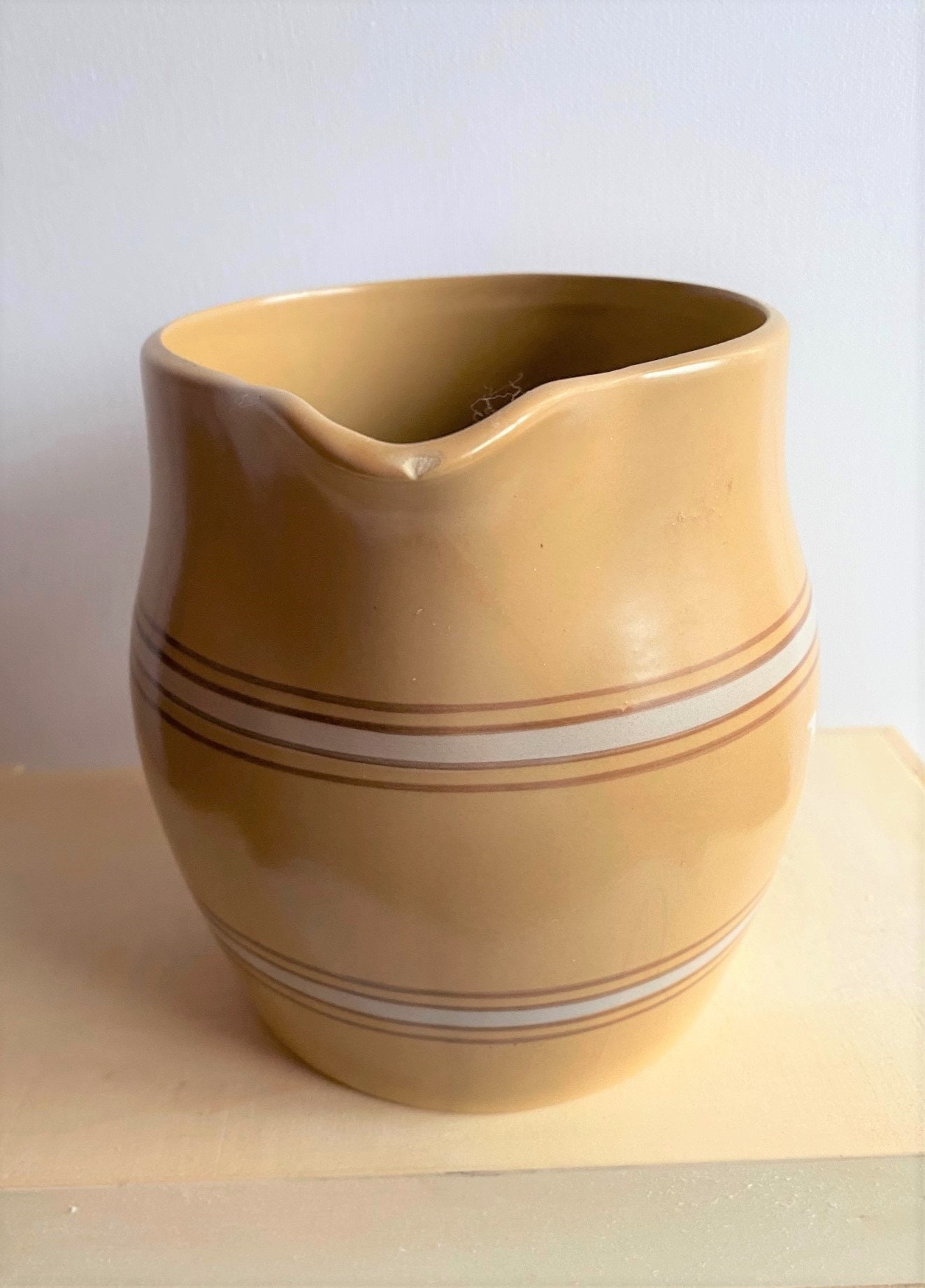 Over and Back Yellow Ware Milk Jug Vintage Pottery Yellow Etsy