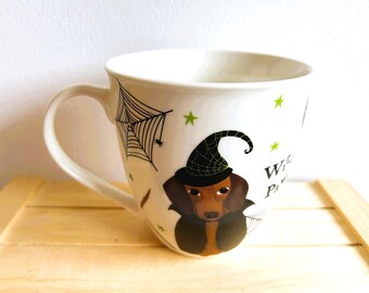Dog Themed Halloween Oversized or Cappuccino Vintage Mugs,  Fun Halloween Mugs for Dog Lovers, Westie, Dachshund, Bulldogs