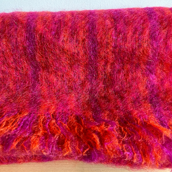 Hemmings at Donegal Irish Mohair Wool Blend Scarf, Orange and Hot Pink, Handwoven in the Republic of Ireland, Colourful Scarves