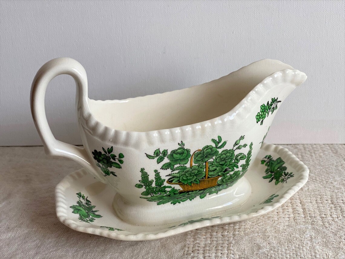 Spode Gravy Boat Vintage Spode Copeland England Green and Etsy