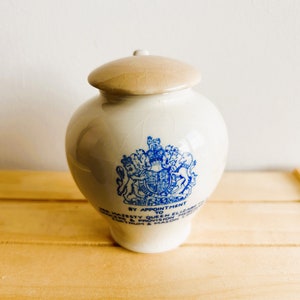 Fortnum and Mason Blue and White Mustard Pot With Spoon, Crown Devon Fieldings, Made in England, Condiment Pots image 8