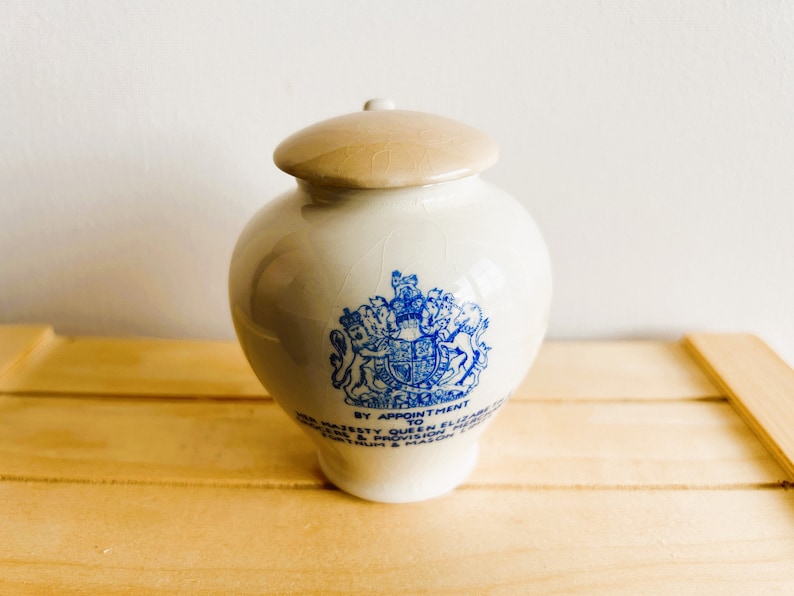 Fortnum and Mason Blue and White Mustard Pot With Spoon, Crown Devon Fieldings, Made in England, Condiment Pots image 8