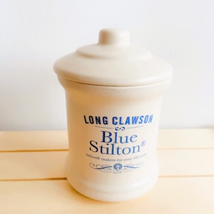 Long Clawson Blue Stilton Vintage Ceramic Pot (Empty) With Lid, Made by the London Pottery, Kitchen Storage or Decor