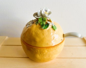 Crown Staffordshire Orange Shaped Jam or Marmalade Pot, Made in Staffordshire England, Preserves, Condiments, Kitchenware