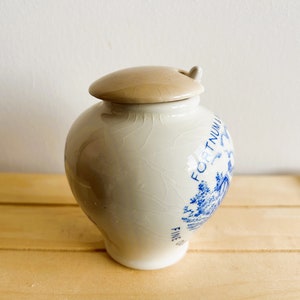 Fortnum and Mason Blue and White Mustard Pot With Spoon, Crown Devon Fieldings, Made in England, Condiment Pots image 7