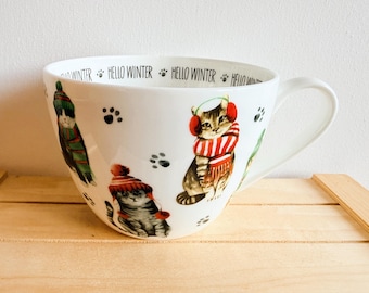Portobello By Design Katzen- und Hunde-Themen-Cappuccino-Tassen, einzeln verkaufend