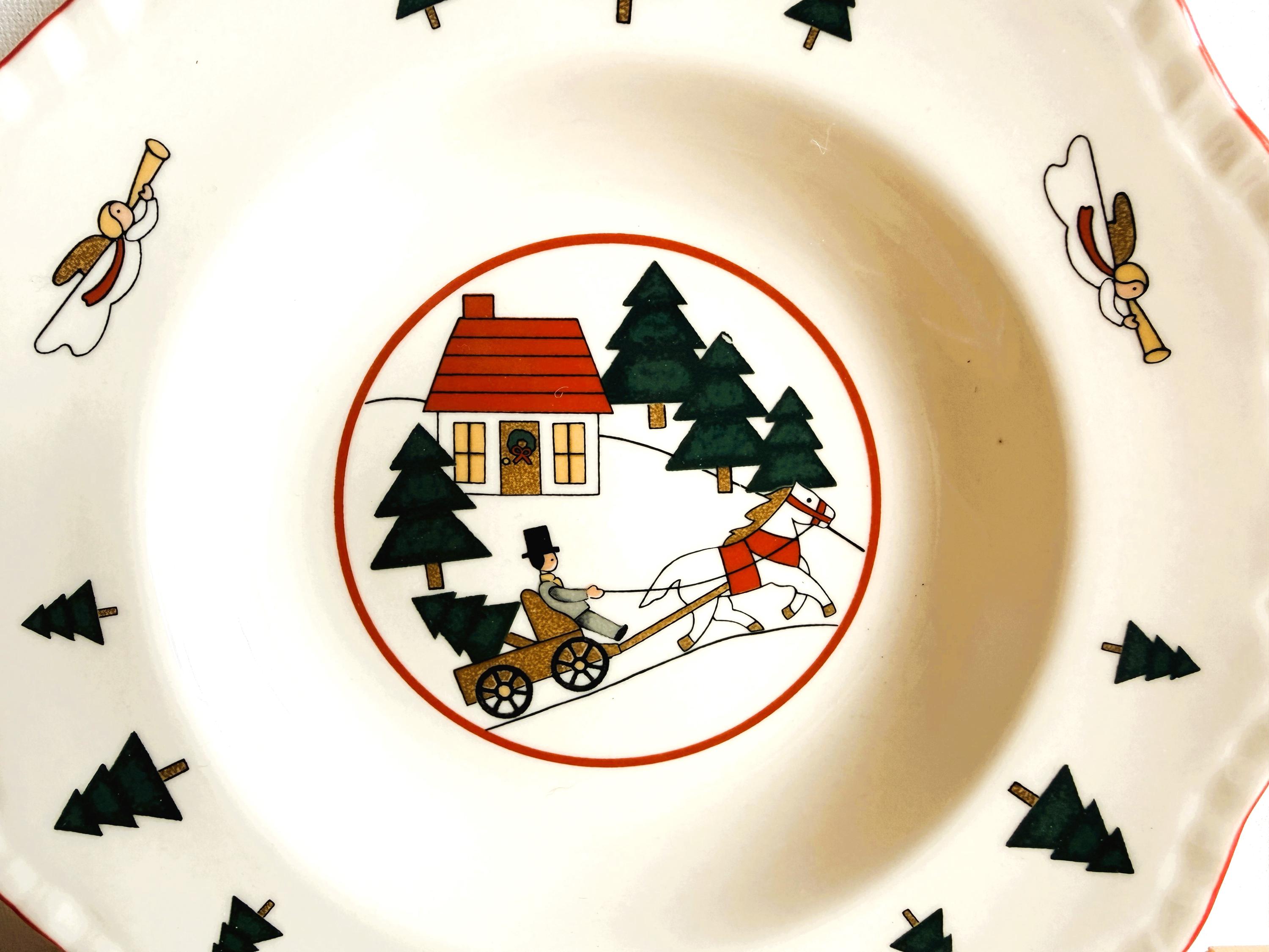Masons Christmas Village Vintage Dishware Pieces, Made in England