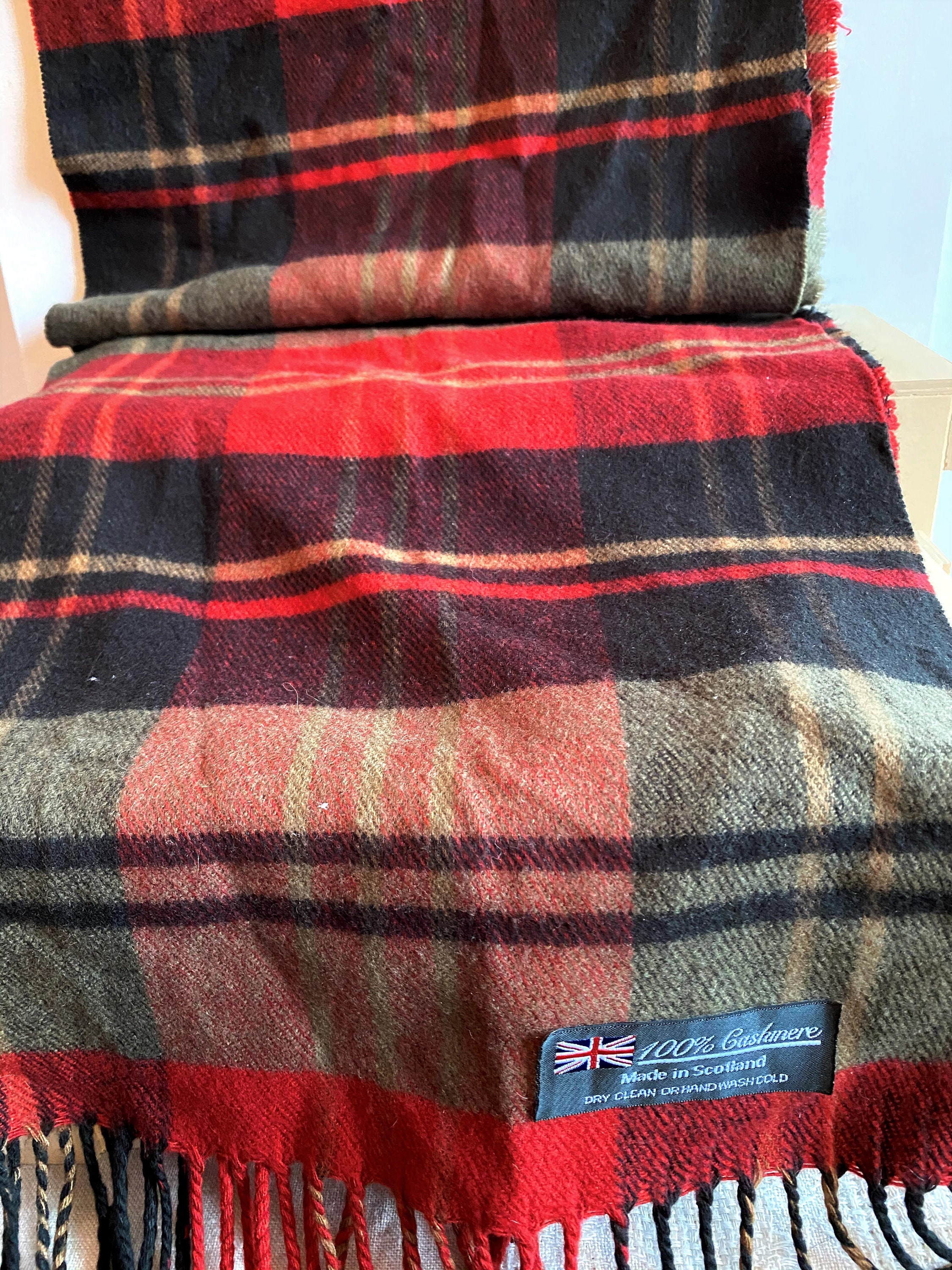 green and red tartan scarf