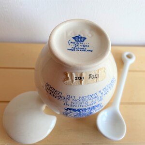 Fortnum and Mason Blue and White Mustard Pot With Spoon, Crown Devon Fieldings, Made in England, Condiment Pots image 5