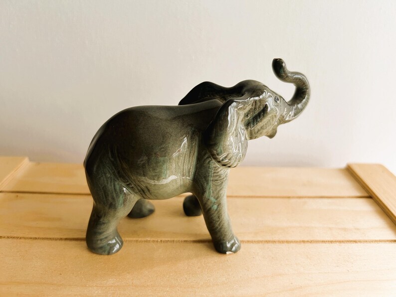 Porcelain Baby Elephant Figurine, Made in England, Animal Figurines