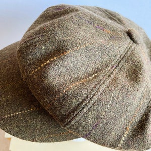 Brown Tweed 8 Panel Cap, Flat Caps, Peaky Blinders, Wool Caps, Unisex Hats, Tweed Hats, English or British Wool Cap