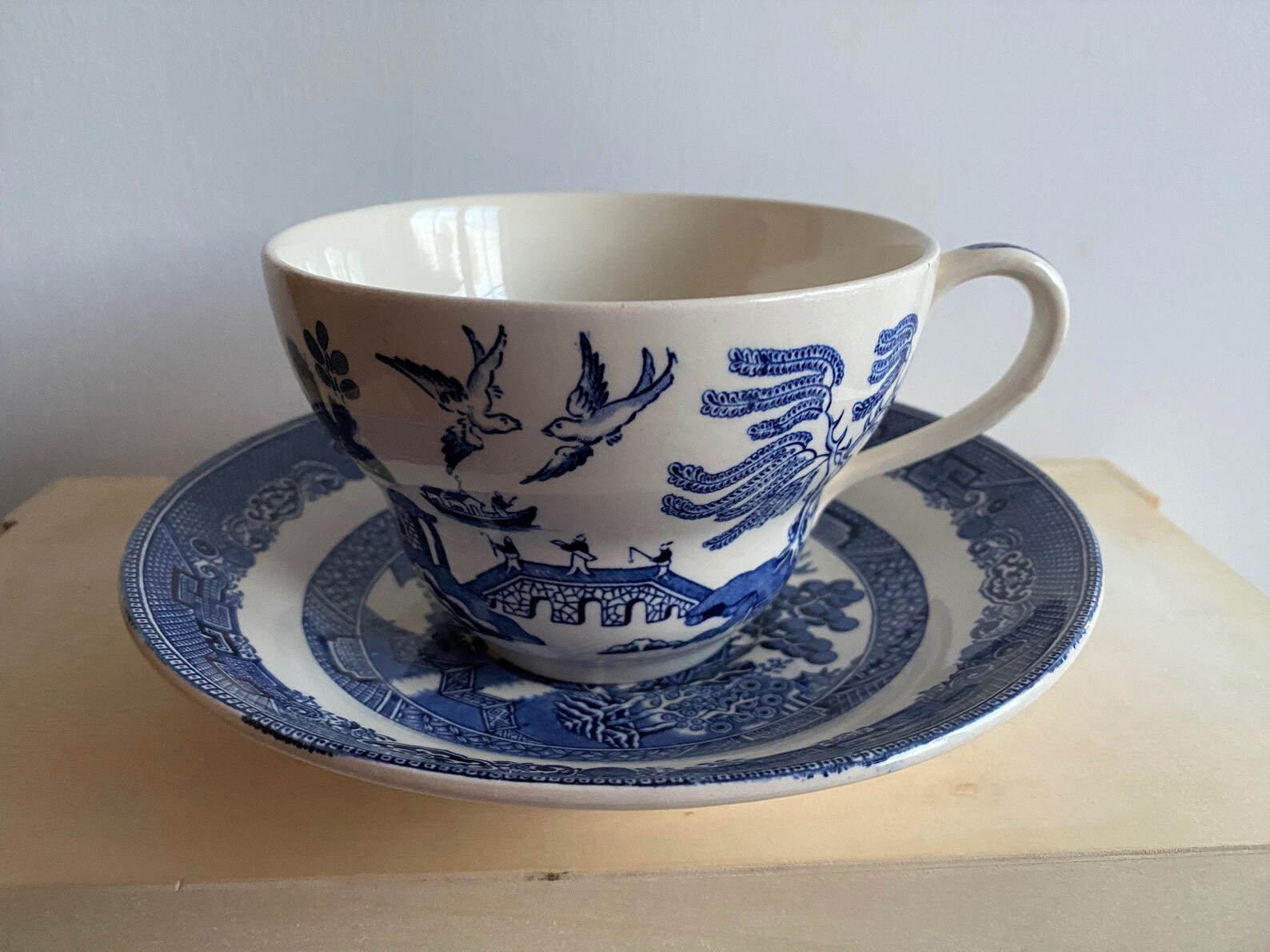 Blue Willow Tea Cup and Saucer Johnson Bros Made in England Etsy