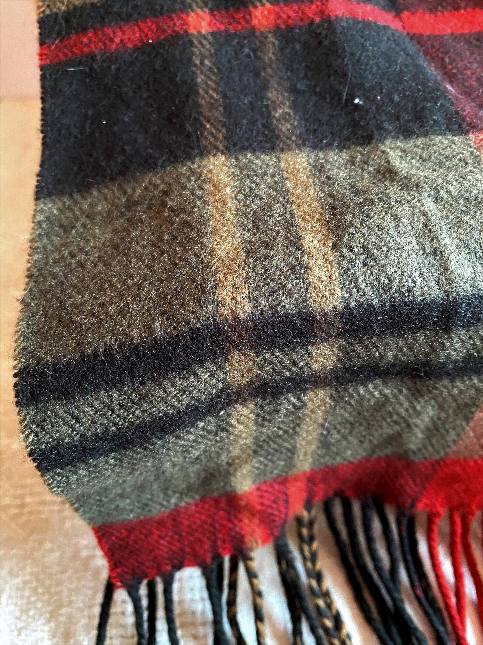 green and red tartan scarf