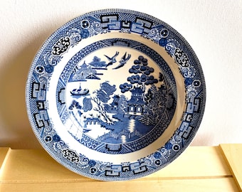 Wedgwood Blue Willow Soup or Cereal Bowl, Made in England, Chinoiserie, Cottage Core, Vintage Dishes, Blue and White Dishes