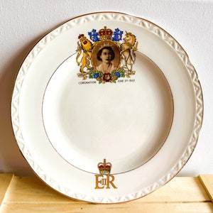 Queen Elizabeth II Coronation Plate and Cup From 1953, Made in England, British Royal Family Souvenir or Keepsake