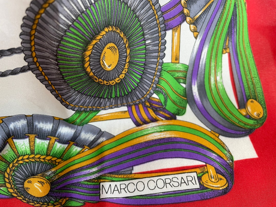 Marco Corsari Equestrian Themed Scarf Italian Polyester Etsy