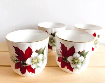Duchess Christmas Bone China Dishes Made in England, Being Sold Separately, Teacups, Plates, Egg Cups in a Xmas Poinsettia Pattern