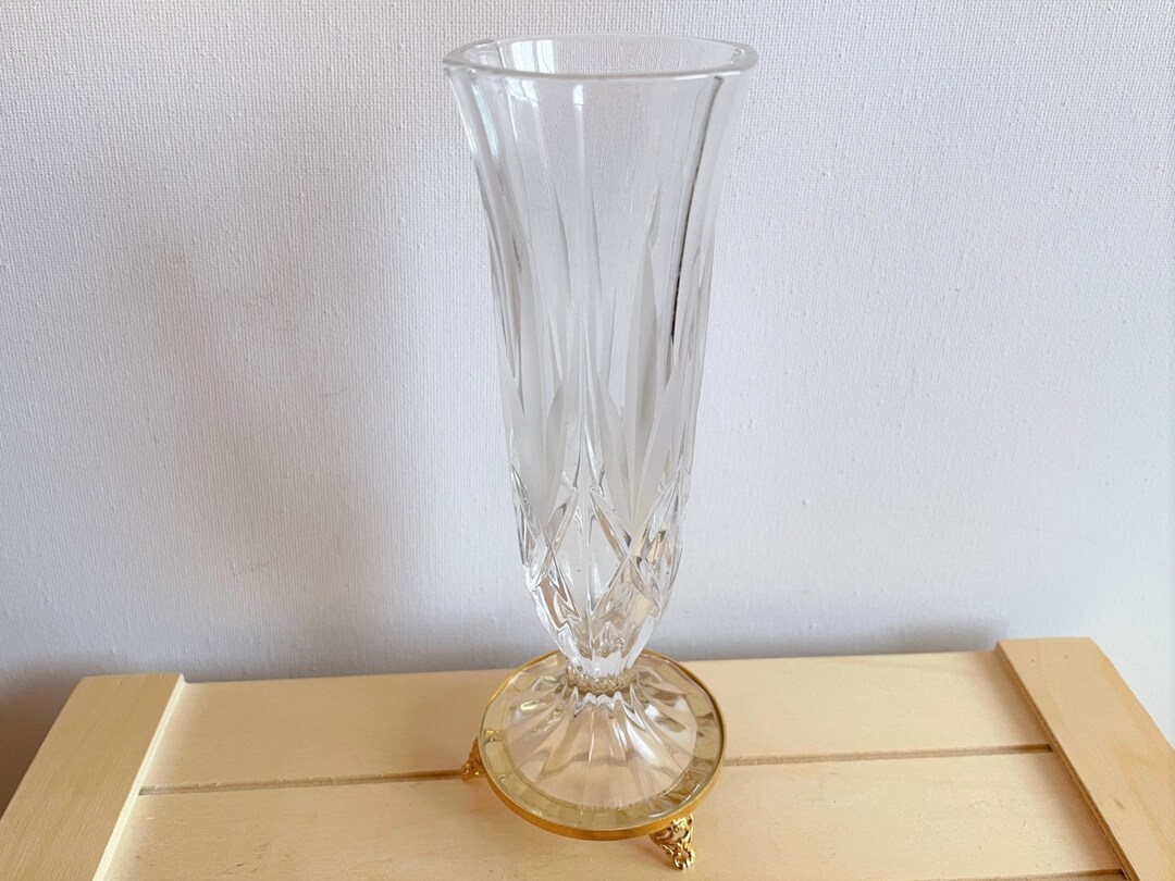 Killarney Irish Crystal Glass Vase With Gold Base and Filigree Etsy