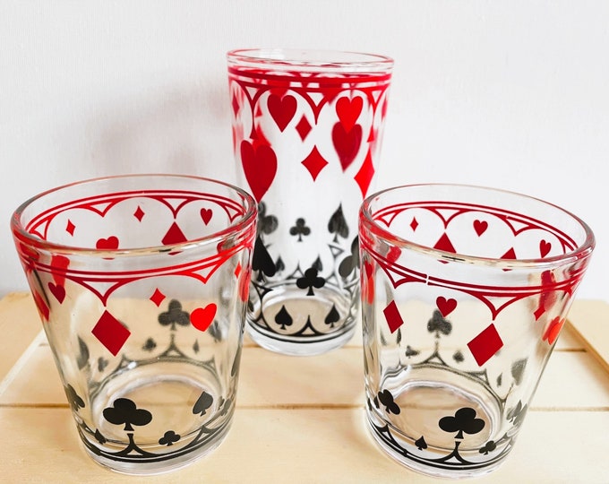 Playing Card Themed Glassware Dominion Glass Red and Black Etsy