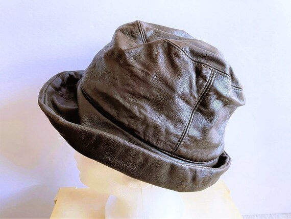 Vera Pelle Soft Dark Brown Leather Hat Made in Italy Holt