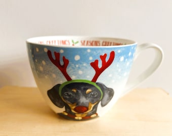 Portobello By Design Dachshund Themed Oversized or Cappuccino Mugs, Designed in England, Great Christmas Gift