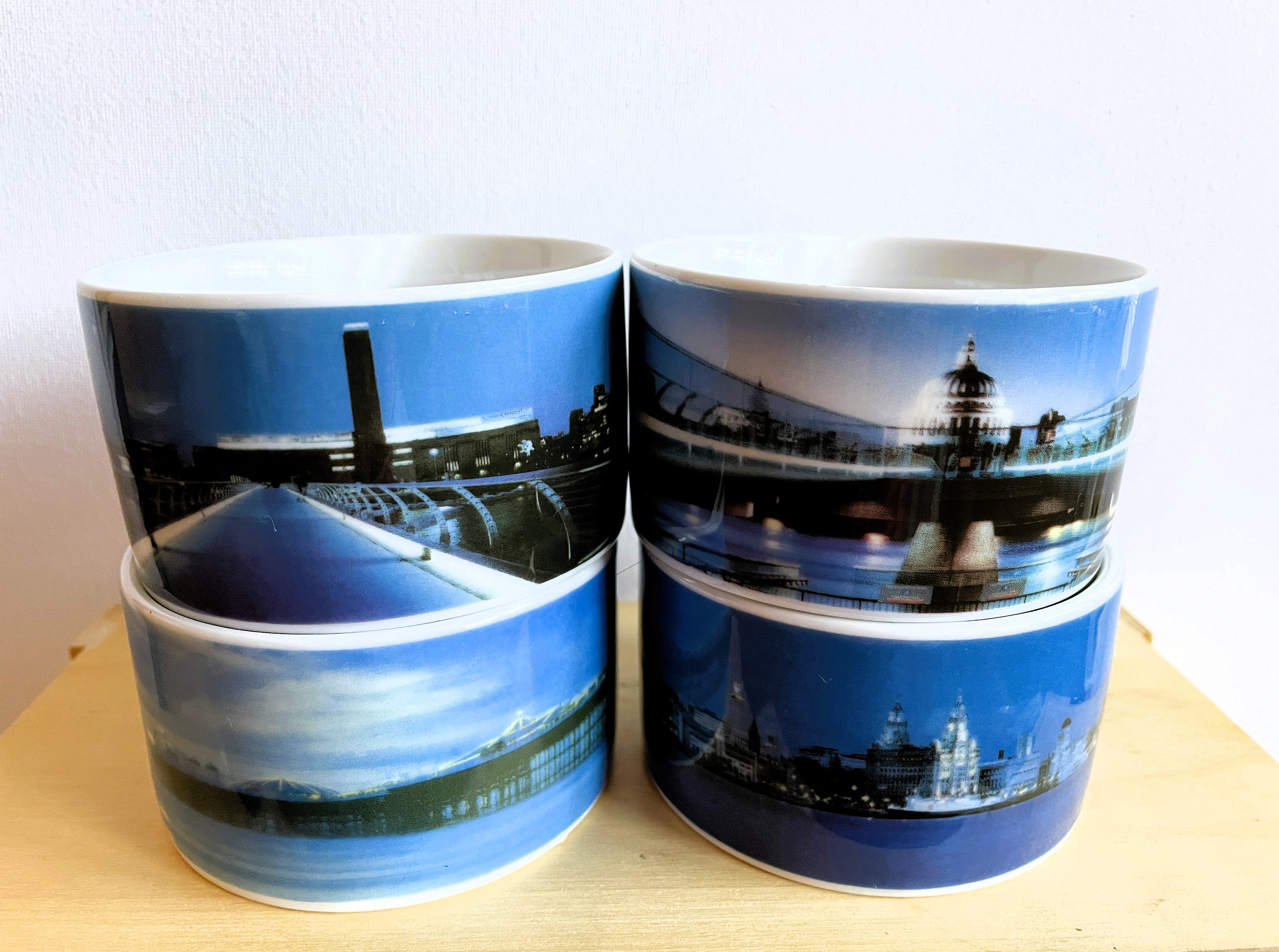 British Airways Club Europe Vintage 4 Mug Set, Made by Royal Doulton, Fine China Coffee Mugs, Aviation Geek Airline Memorabilia
