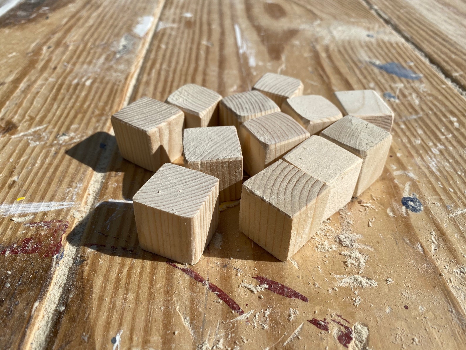 Twelve 12 Unfinished Solid Wooden Wood Blocks Cubes 1 Inch Etsy