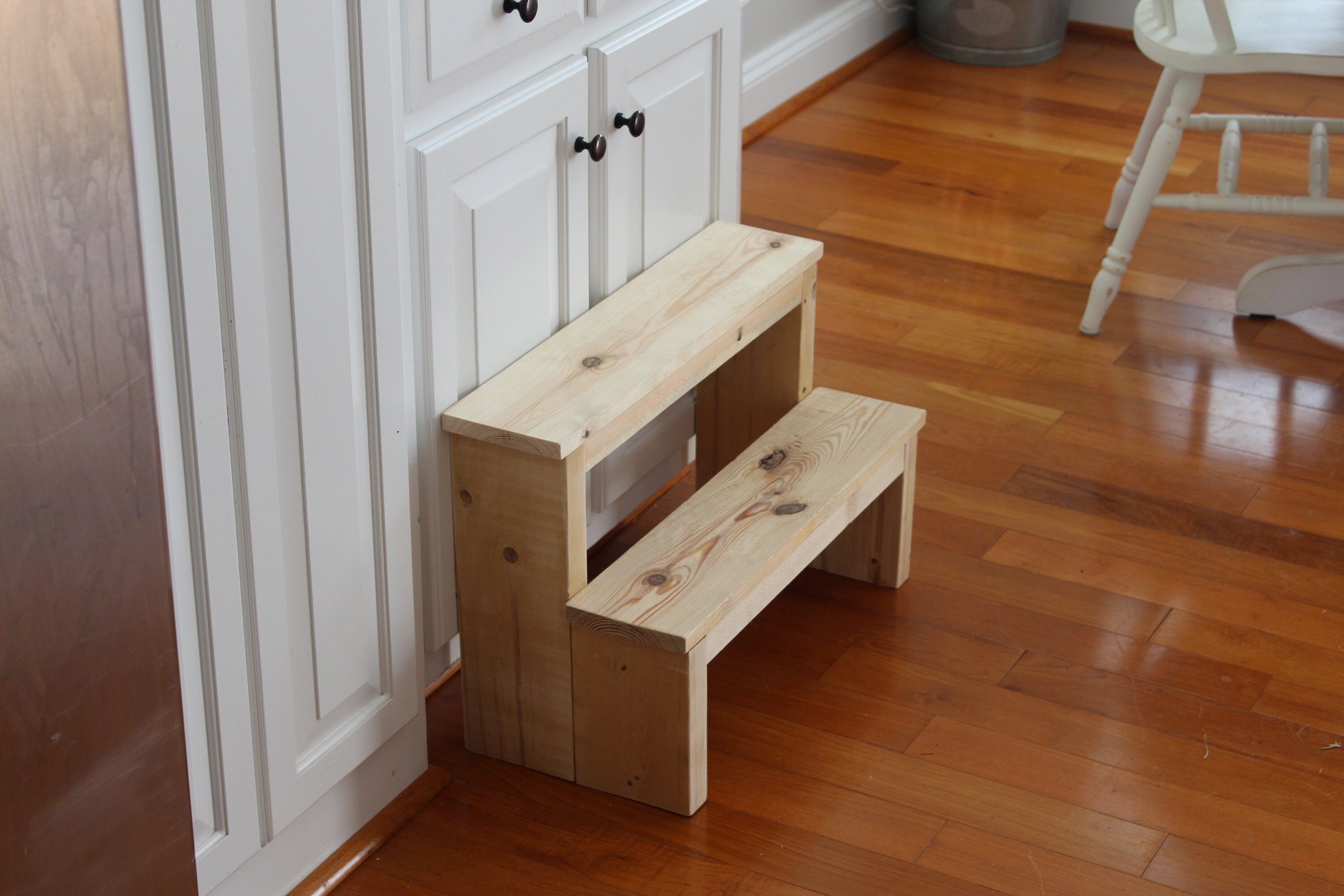 Rustic Tall Wooden Step Stool Footstool Unfinished Sanded and Etsy