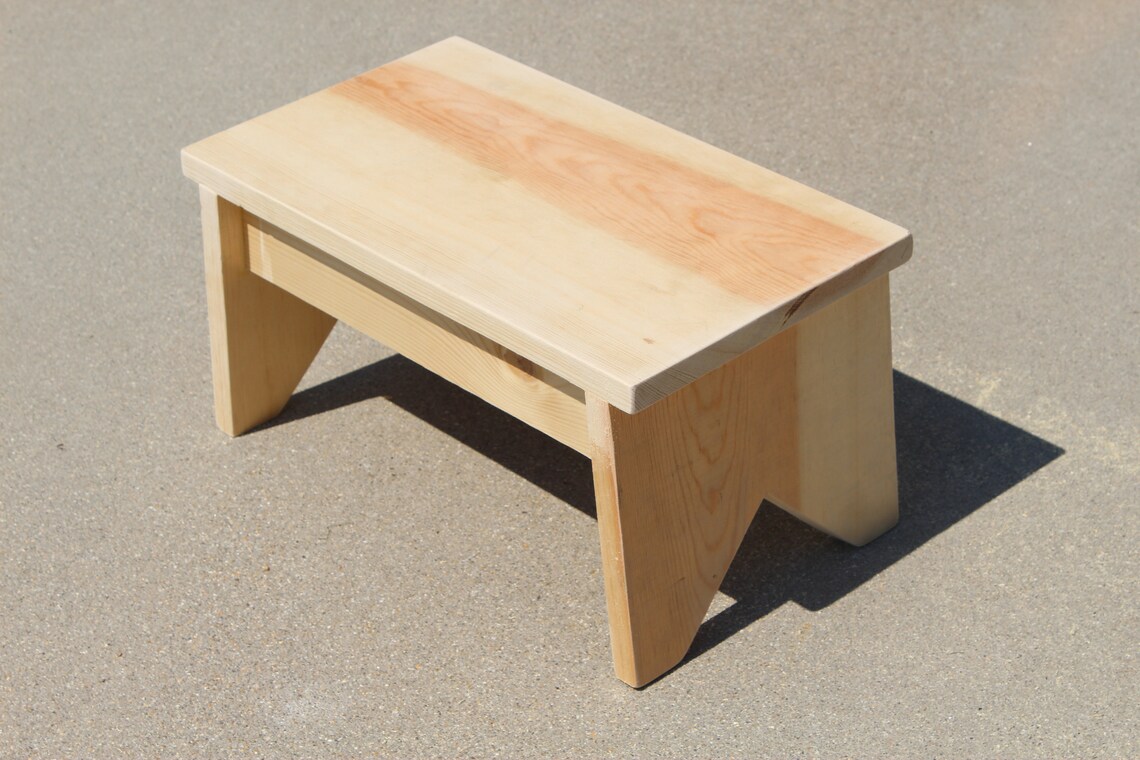 Handmade Primitive Wooden Step Stool Pine Unfinished Footstool Etsy