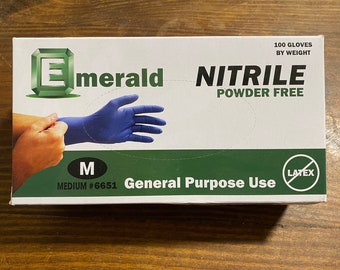 Guantes de nitrilo esmeralda tamaño med mediano M caja de 100 azul nuevo en caja alimentos seguros artesanía DIY propósito general