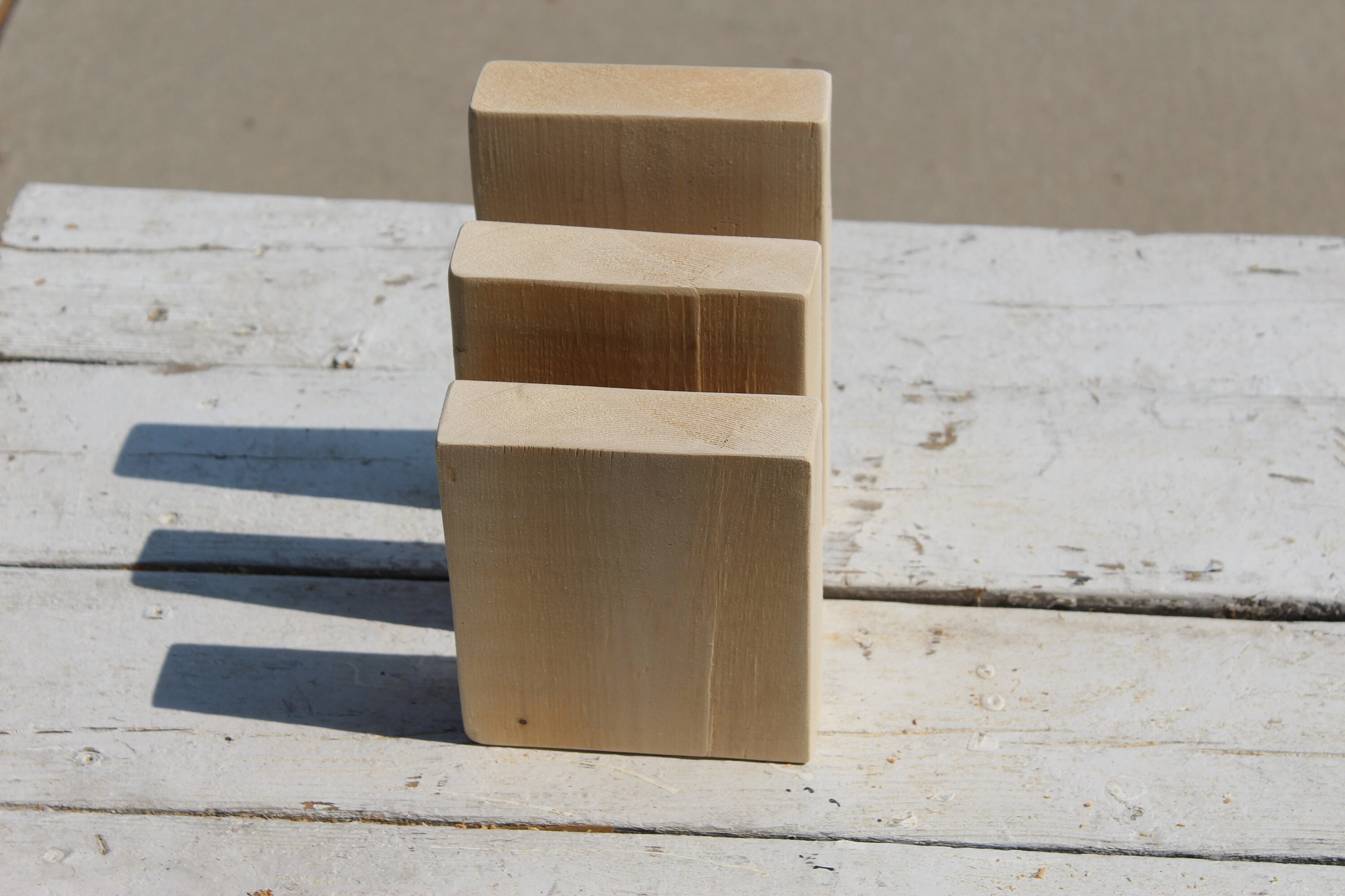 Set of Three 3 Unfinished Large Wood Blocks Pine Sanded Etsy