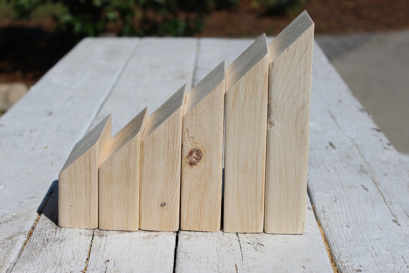 Set of Six 6 Unfinished Wood Blocks 45 DIY Degree Angle Etsy
