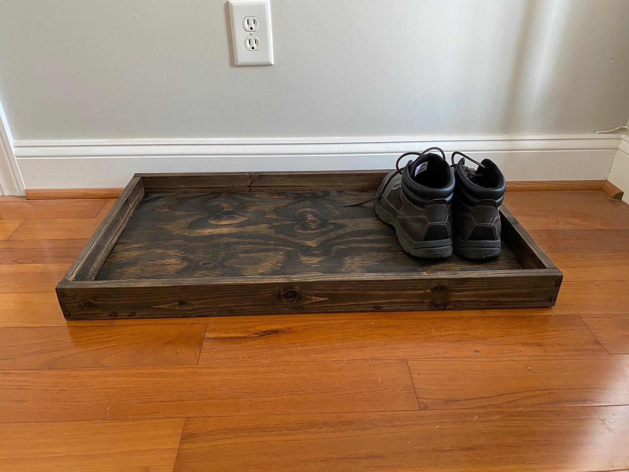 Handmade Hallway Entryway Wooden Boot Tray Storage Organizer Etsy