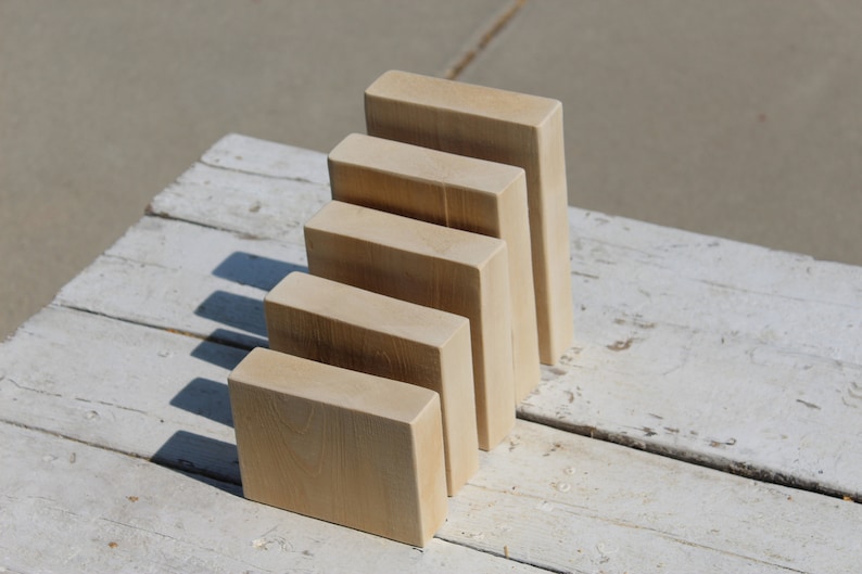 Set 5 of Unfinished Large Wood Blocks Pine Sanded Natural Etsy