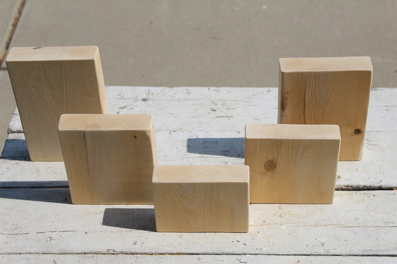 Set 5 of Unfinished Large Wood Blocks Pine Sanded Natural Etsy